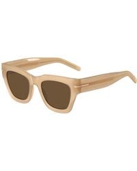 BOSS - Beige-acetate Sunglasses With Signature Gold-tone Detail - Lyst
