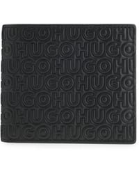 HUGO - Leather Wallet With Stacked And Geometric Logo Embossing - Lyst