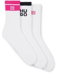 HUGO - Three-Pack Of Ribbed Short Socks With Stacked Logos - Lyst
