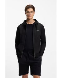 BOSS - Cotton-Terry Hoodie With Contrast Zip - Lyst