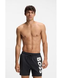 BOSS - Quick-Drying Swim Shorts With Printed Logo - Lyst
