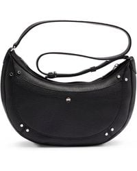 BOSS - Hobo Bag In Grained Leather With Stud Details - Lyst