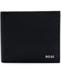 BOSS - Emed-leather wallet with metal logo lettering - Lyst