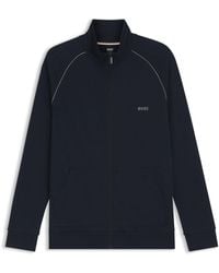 BOSS - Jacke Aus Stretch-Baumwolle Mit Reißverschluss Und Logo-Stickerei - Lyst
