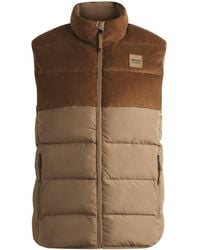 BOSS - Doudoune D'Équitation Sans Manches Matelassée Et Imperméable Avec Empiècement En Velours Côtelé - Lyst