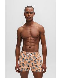 BOSS - Fully Lined Swim Shorts With Pineapple Motif - Lyst