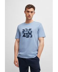 BOSS - T-shirt Regular en jersey de coton à motif artistique typographique - Lyst