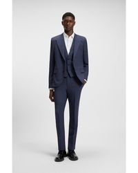 HUGO - Slim-Fit Three-Piece Suit With Sharkskin Weave - Lyst
