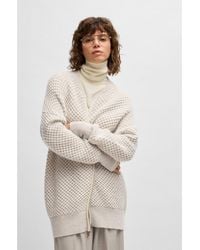 BOSS - Oversized-Fit Knitted Jacket With Two-Way Zip - Lyst