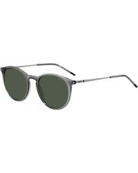 HUGO - Grey Sunglasses With Rounded Metal Temples - Lyst