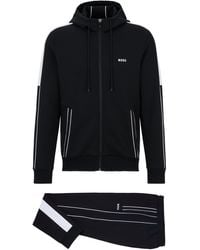 BOSS by HUGO BOSS Cotton-blend Tracksuit With Piping And Logos - Black