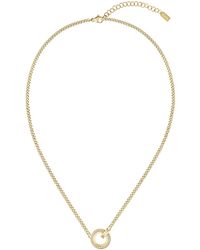 BOSS - Gold-tone Necklace With Crystal-set Pendant - Lyst