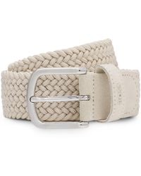 BOSS - Woven Belt With Leather Trims - Lyst
