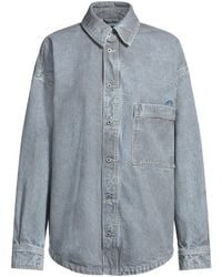 HUGO - Gestreiftes Overshirt Aus Festem Denim Mit Knopfleiste - Lyst