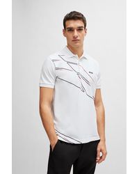 BOSS - Active-stretch Cotton-blend Polo Shirt With Seasonal Artwork - Lyst