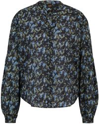 BOSS - Regular-Fit Bluse aus bedrucktem Baumwoll-Voile - Lyst