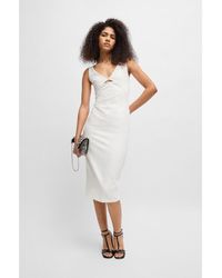 HUGO - Bodycon Midi Dress With Cut-Out Detail - Lyst