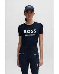 BOSS - Equestrian Stretch-Cotton T-Shirt With Logo Details - Lyst