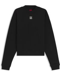 HUGO - Sweatshirt Van Katoenen Badstof Met Tweedelig Logostiksel - Lyst