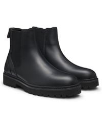 HUGO - Bottines En Cuir À Logo Embossé - Lyst