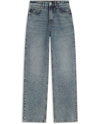 HUGO - Straight-Leg Jeans With Rhinestone Embellishments - Lyst