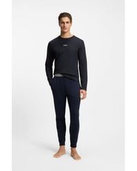 BOSS - Cotton Pyjama Set With Monogram Waistband - Lyst