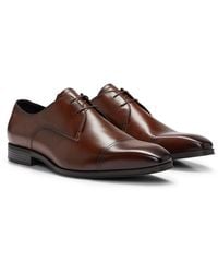 BOSS - Leather Lace-up Derby Shoes With Emed Logo - Lyst