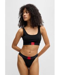 HUGO - Stretch-Cotton Bralette With Logo Label - Lyst