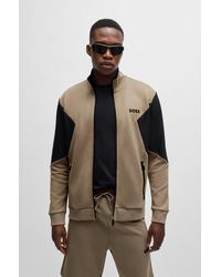 BOSS - Cotton-blend Zip-up Sweatshirt With 3d-moulded Logo - Lyst