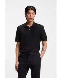 BOSS - Mercerised-Cotton Polo Shirt With Basket Weave - Lyst