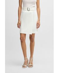 HUGO - Mini Skirt With Wrap Front And Buckled Belt - Lyst