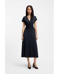 BOSS - Wrap-Front Dress - Lyst