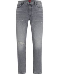 HUGO - Tapered-fit Regular-rise Jeans Van Grijs Denim - Lyst