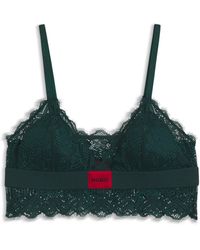 HUGO - Lace-Trim Bra With Logo Label - Lyst