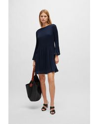 BOSS - Regular-fit Dress With Long Sleeves And Pleated Skirt - Lyst