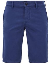 BOSS Slim-fit Chino Shorts In Double-dyed Stretch Satin - Blue
