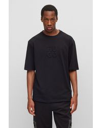 HUGO - Relaxed-fit T-shirt In Cotton With Stacked Logo - Lyst