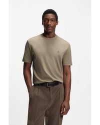 BOSS - Mercerised-Cotton T-Shirt With Double B Monogram - Lyst