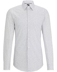 BOSS - Bedrucktes Slim-Fit Hemd aus elastischer Baumwoll-Popeline - Lyst