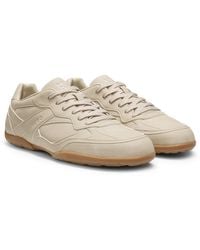 HUGO - Faux-Leather Trainers With Stacked Logos - Lyst