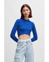 HUGO - Slim-fit Sweater With High-cut Hemline - Lyst