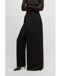 BOSS - Relaxed-Fit Trousers With Wrap Front - Lyst