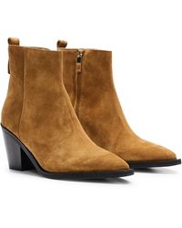 BOSS - Suede Ankle Boots With Block Heel - Lyst