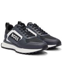 BOSS - Vetersneakers In Een Combinatie Van Materialen Met Imitatieleer - Lyst