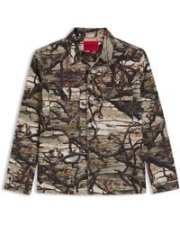 HUGO - Oversized-Fit Overhemd Van Katoenen Canvas Met Camouflageprint - Lyst
