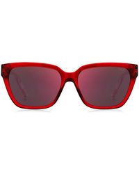 HUGO - Sonnenbrille aus rotem Acetat mit Bügeln in Dégradé-Optik - Lyst