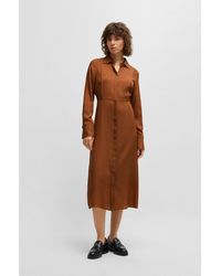 BOSS - Silk-Blend Shirt Dress With Double Collar - Lyst