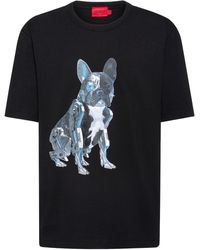 BOSS by HUGO BOSS - T-Shirt aus Baumwoll-Jersey mit Cyber-Dog-Artwork - Lyst