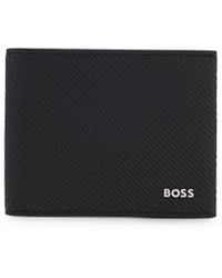 BOSS - Monogram-Emed Folding Wallet With Metal Logo - Lyst
