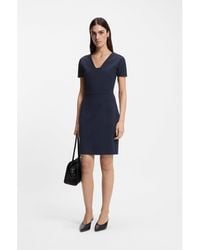 BOSS - Slim-Fit Dress With Piped Waist - Lyst